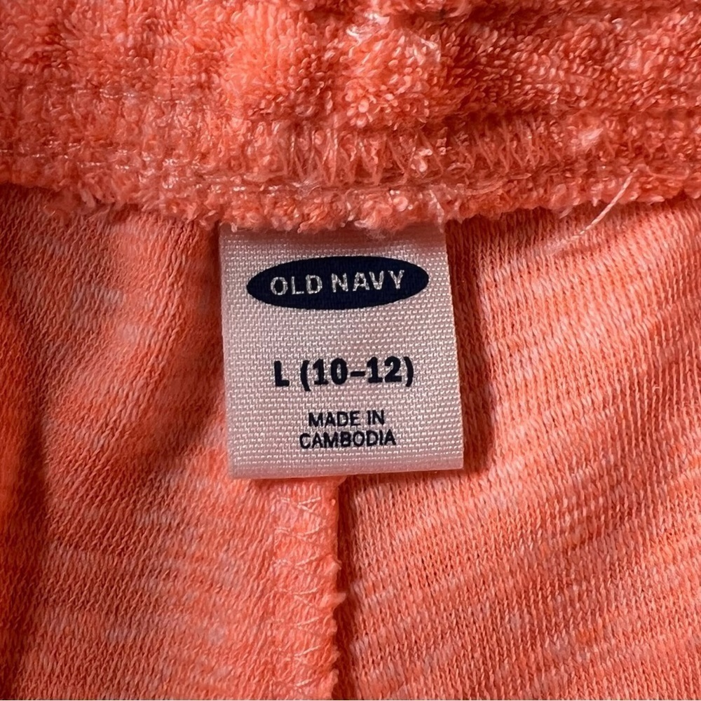 Old Navy Girl’s Loop-Terry Midi Shorts Electric Cantaloupe Size Large 10/12 - Picture 3 of 5